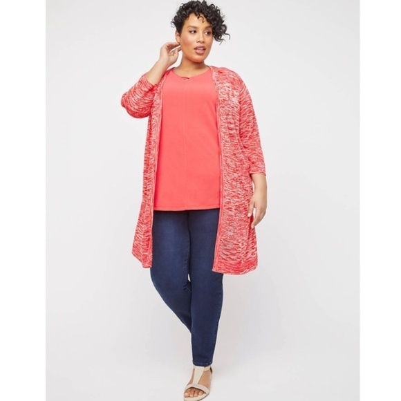 LAST ONE AVAILABLE - New Catherines Women's Duster Cardigan Space Red Size 0X - Picture 1 of 12